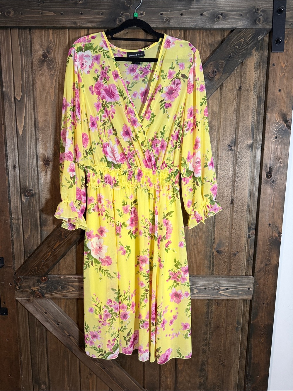 Stella & Jane Yellow Floral Midi Dress
